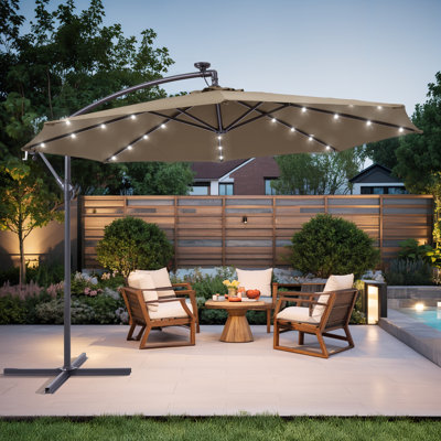 Doraine 120'' Lighted Cantilever Umbrella