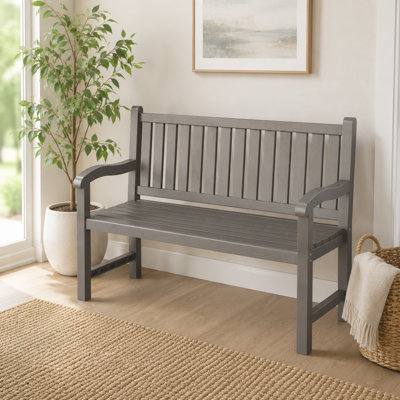 Banc d'extérieur durable en résine 2 places | Siège de patio et de jardin résistant aux intempéries avec dossier à lattes, résistant aux rayons UV et sans entretien
