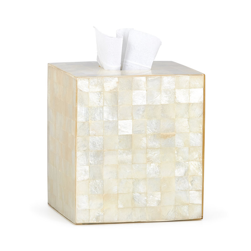 Capiz Tissue Box Cover, Ivory