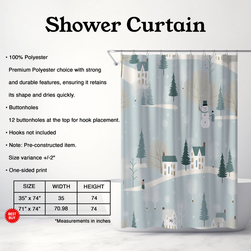 Rideau de douche Cool Yule - Premium, H 74 po x l 71 po