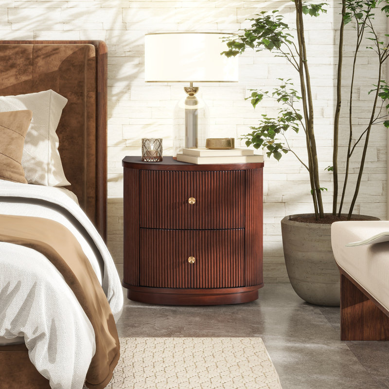 Mackenzie 24" 2-Drawer Storage Side Table, Dark Walnut