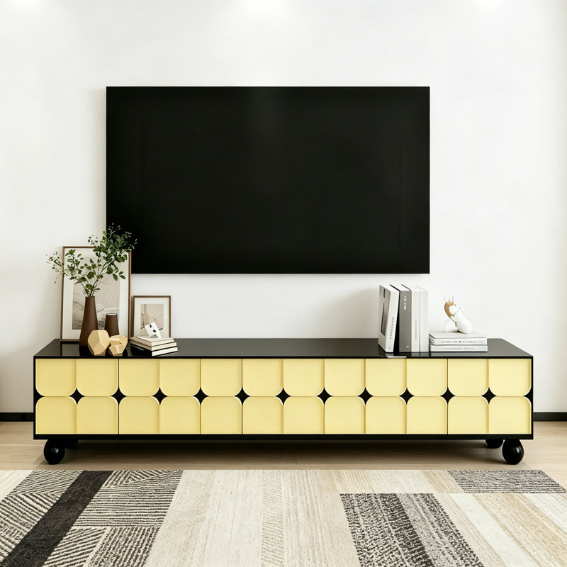 Meuble télé italien minimaliste et luxueux, Jaune