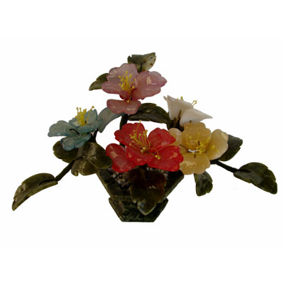 7'' Faux Flowering Plant in Stone Pot