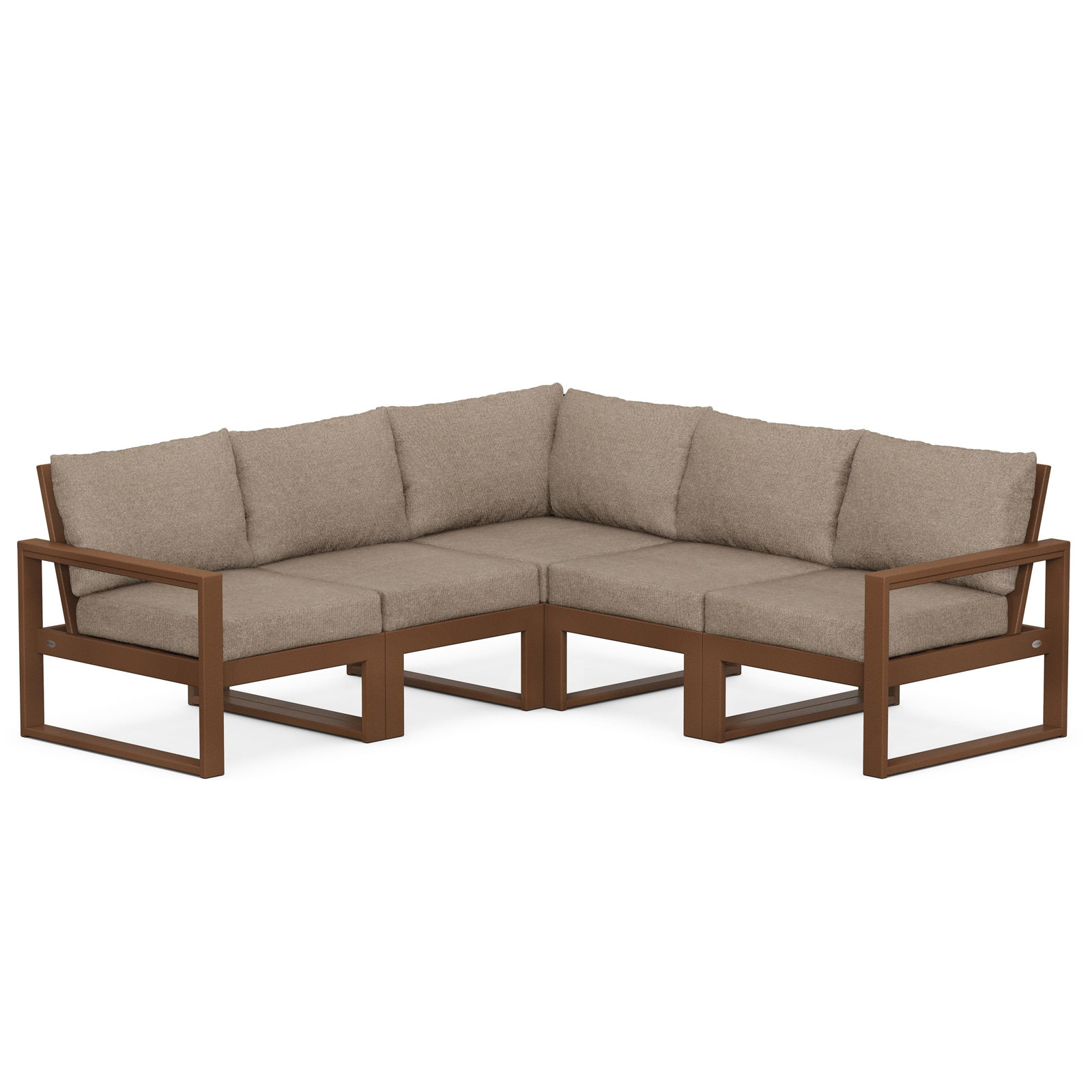 POLYWOOD® Edge 85" Patio Sectional, Teak, Spiced Burlap