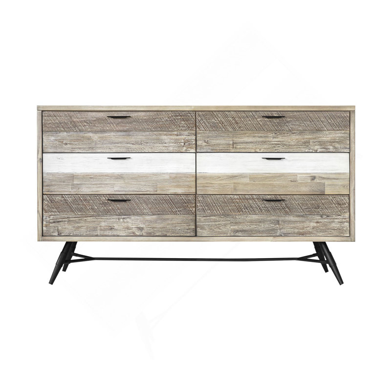 Commode 6 tiroirs Bridges en bois d'acacia deux tons