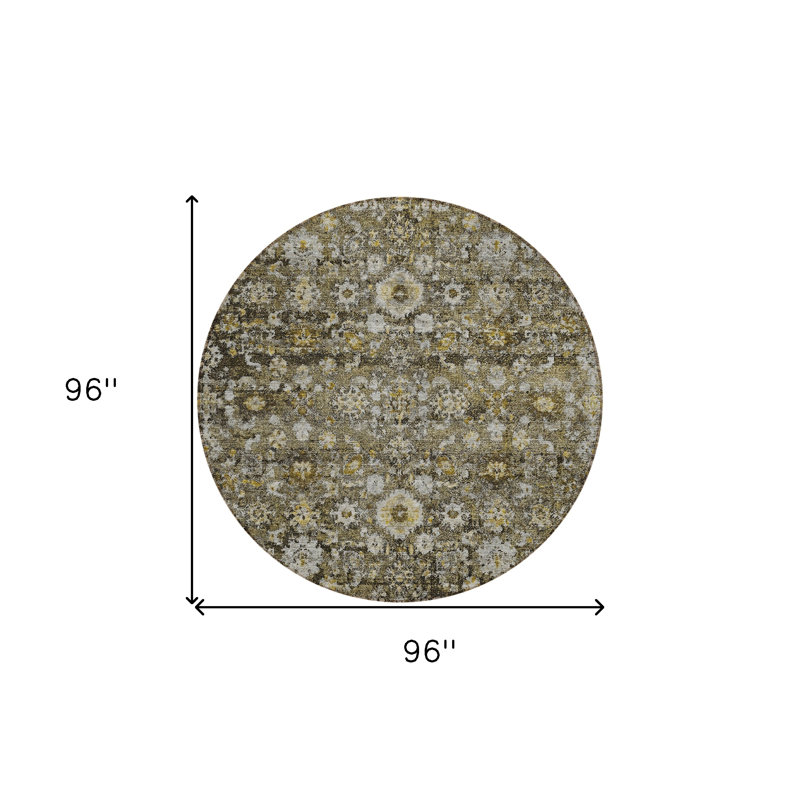 Tapis rond 8 po brun et beige