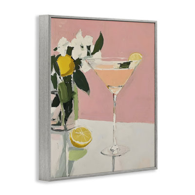 Giclée encadrée rose cocktail avec citrons, design par Riley B
