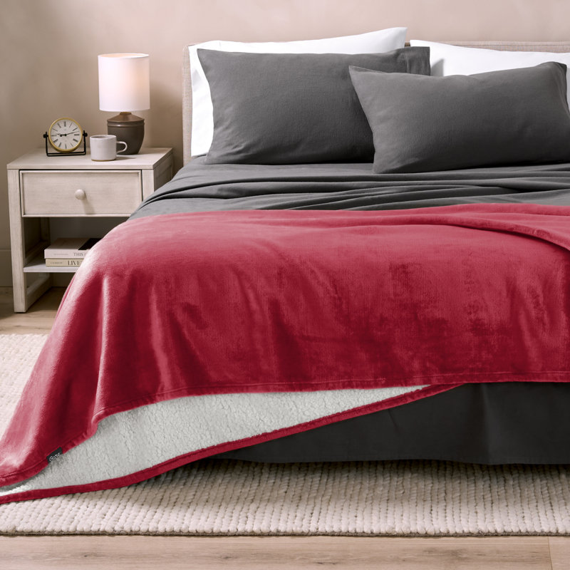 Couverture Sherpa, Jeté, Rouge