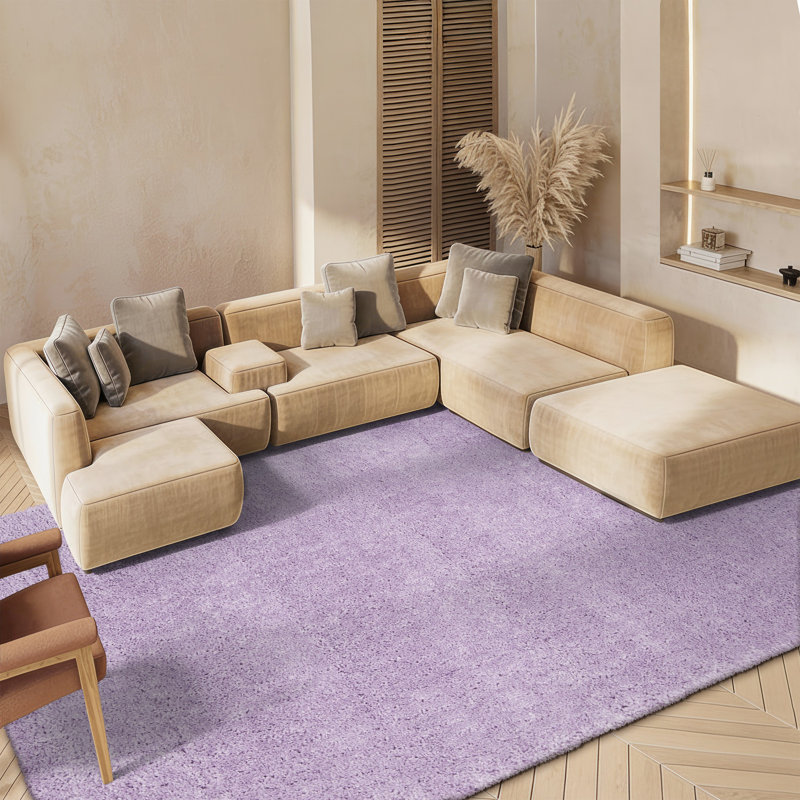 Brittney Performance solid color shag rug, Rectangle 6 pi x 9 pi, Lilas