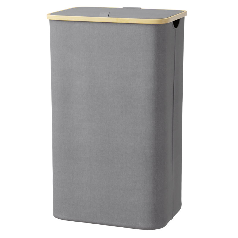 Panier à linge avec couvercle, grand panier à linge pliable de 110 L avec poignées en bambou pour la chambre à coucher, la salle de bain, le dortoir et la salle de lavage