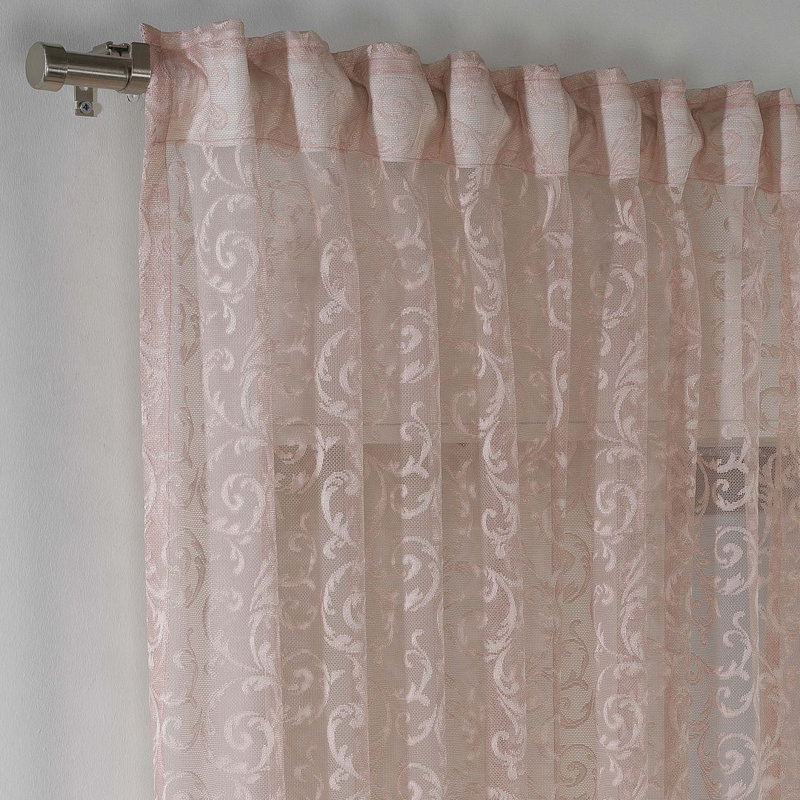 Extra Long & Extra Wide Classic Lace Single Panel Curtain, 280cm Width x 245cm Drop, Pink