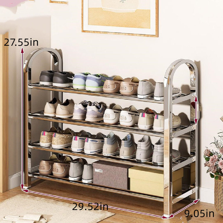 BYBLIGHT Lauren Brown Shoe Cabinet with Doors and Shelves, 16 Pairs Entryway Shoe Storage Cabinet with LED Light, Shoe Rack