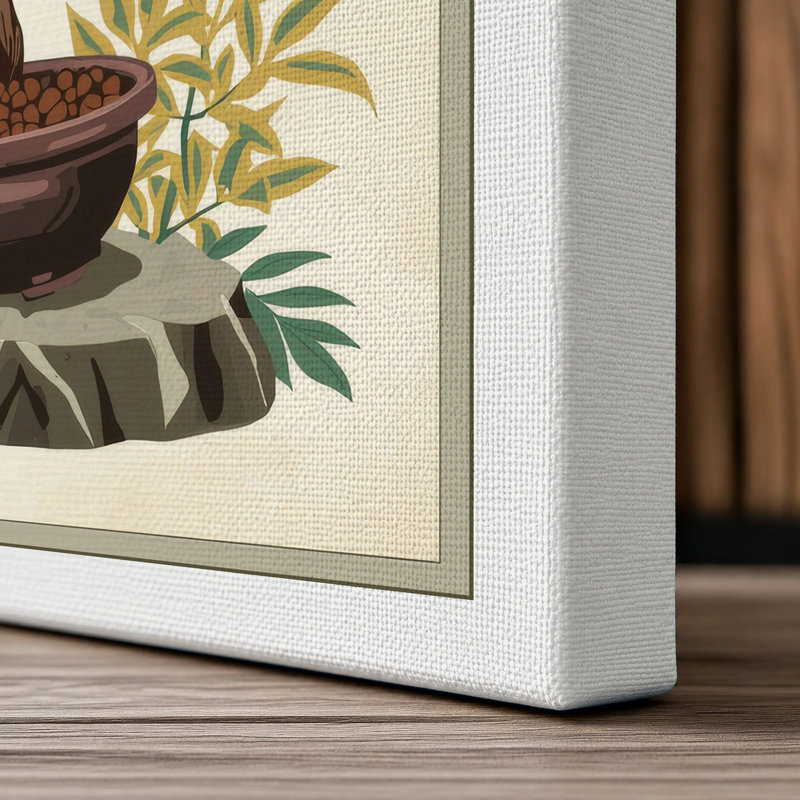 Bonsai with Attendants Japandi - Wrapped Canvas, 24x16 - 61.0 x 40.6 cm, White Border