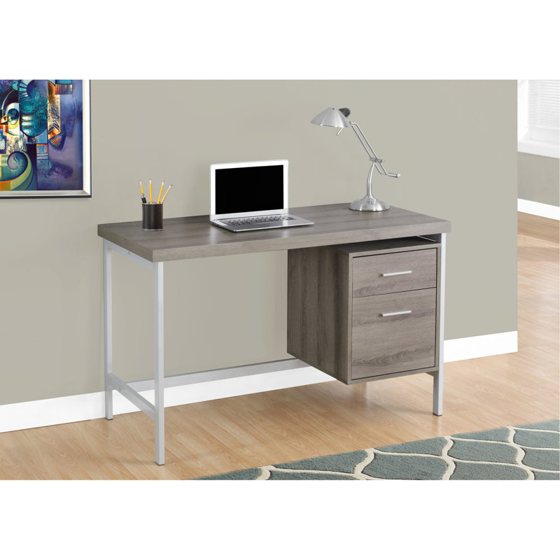 Bureau d'ordinateur, bureau personnel, ordinateur portable, installation à gauche, à droite, tiroirs de rangement, L 48 po, travail, stratifié brun, contemporain, moderne