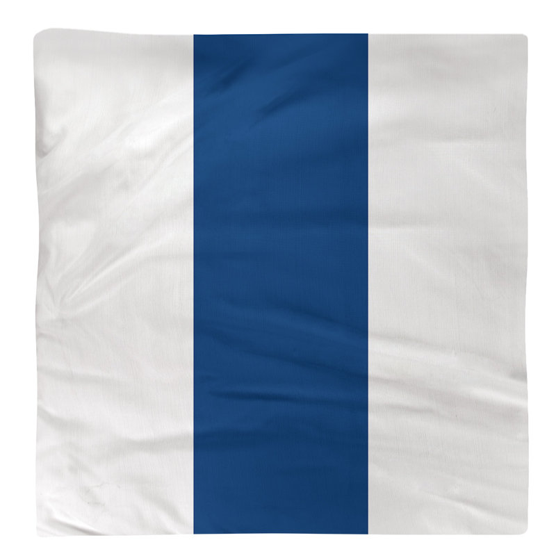 Striped Square Napkin, Cotton Twill, 10" H x 10" W x 0.25" D, White/Blue/White
