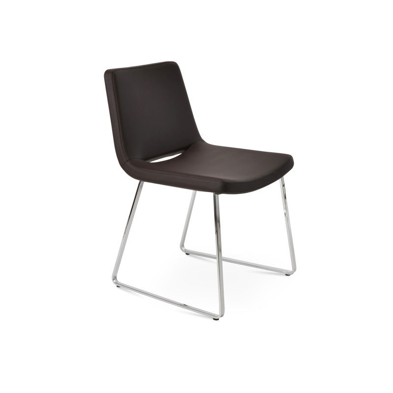 Roma Metal Solid Back Side Chair, Brown Faux Leather