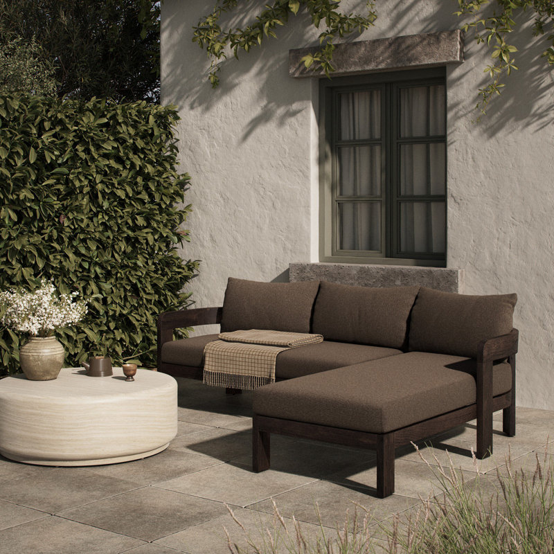 Jackson Outdoor 2PC Sectional-LAF Chaise-Ellor Brown, Stained Saddle Brown, Ellor Brown, Right Hand Facing