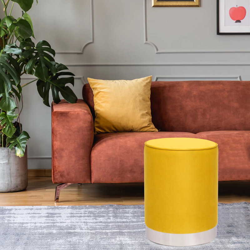 Mulaykah Velvet Ottoman, Yellow 