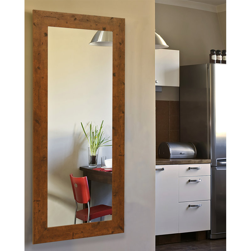 Aquinas Engineered Wood Flat Wall Mirror, 21" H x 60" W, Light Walnut