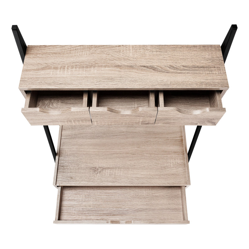 Farmersville Computer Desk, Home Office, Laptop, Leaning, Storage Drawers,Work, Metal, Laminate, Dark Taupe