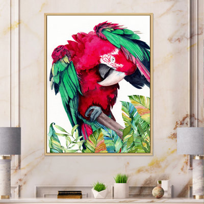" Red And Green Parrot " Painting Print