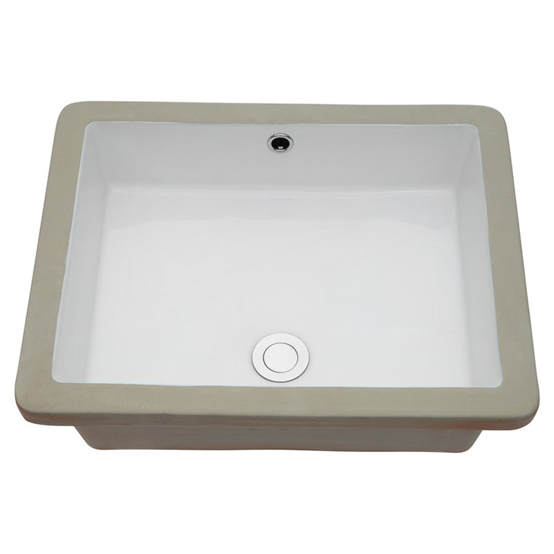 Lavabo de salle de bain rectangulaire encastré en céramique blanc 19 "x 15" avec trop-plein