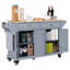 Îlot de cuisine avec comptoir en bois d'hévéa, chariot de cuisine sur 5 roues avec armoire de rangement-1449797396