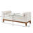 Upholstered Boucle Fabric Ottoman Bench With Padded Seat, Dual Armrests, And Included Pillows For Living Room Or Entryway Comfort.-1884577399