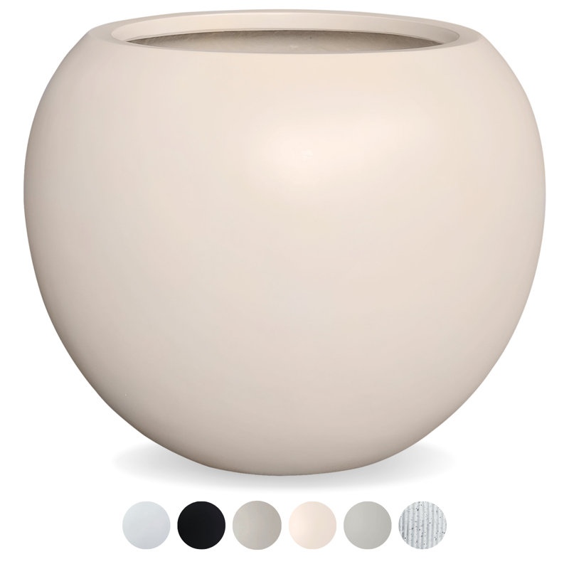 Kute Nest Indoor/Outdoor Fiberstone Globo Ball Planter - Kilim Beige 16"D (Opening 10.7"), 12.8" H x 16" W x 16" D