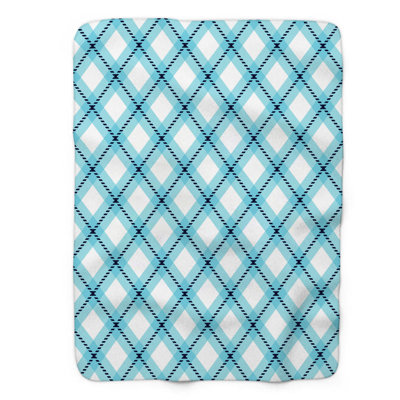 Aqua Stripes - 1 Piece Premium Sherpa Blanket