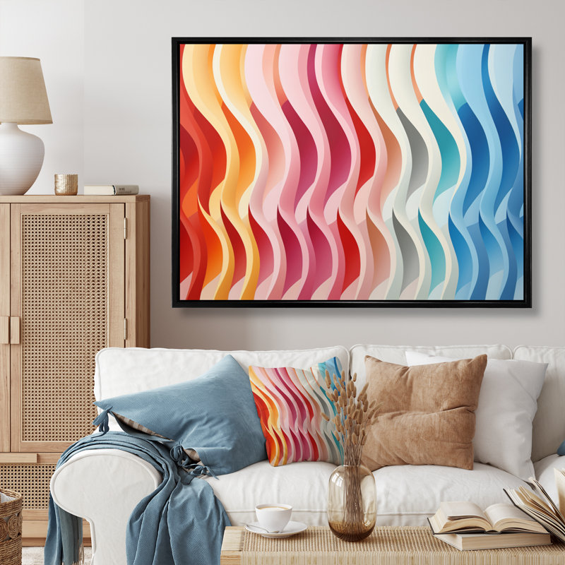 " Opt Straight Line Delirum III ", Black Floater Framed, 12" H x 20" W x 1" D
