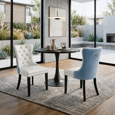 Modern Tufted Upholstered Parsons Dining Chair with Nailhead Trim