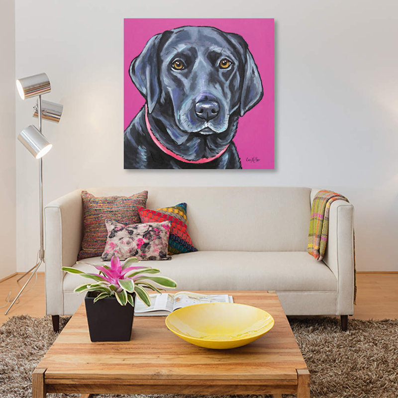 « labrador », peinture sur toile tendue Hippie Hound Studios, H 12 po x l 12 po x P 0,75 po, Toile tendue, Pas de tapis