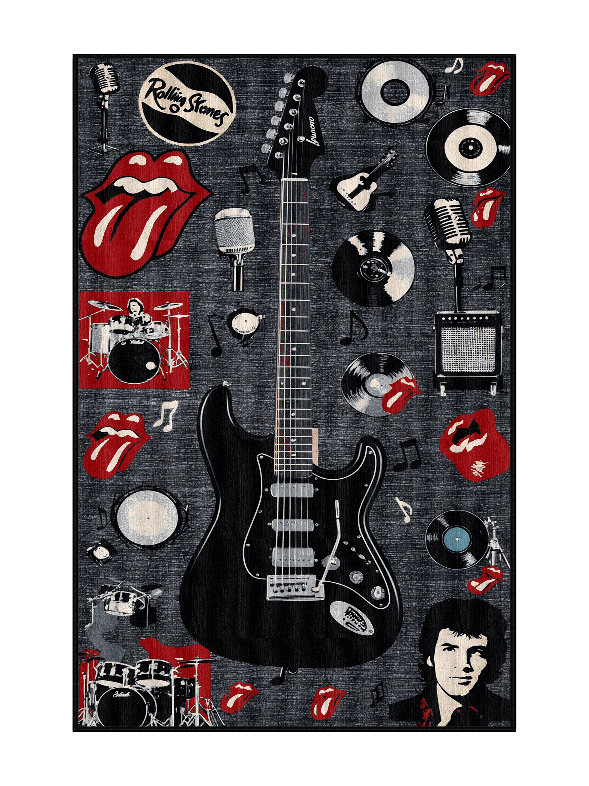 Hokku Designs Washable Rock and Roll Icons Music Area Rug | Wayfair