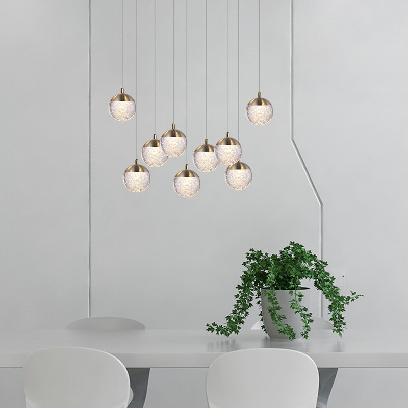 Luminaire suspendu en forme de globe à 10 lumières DEL Heatherly, Laiton brossé