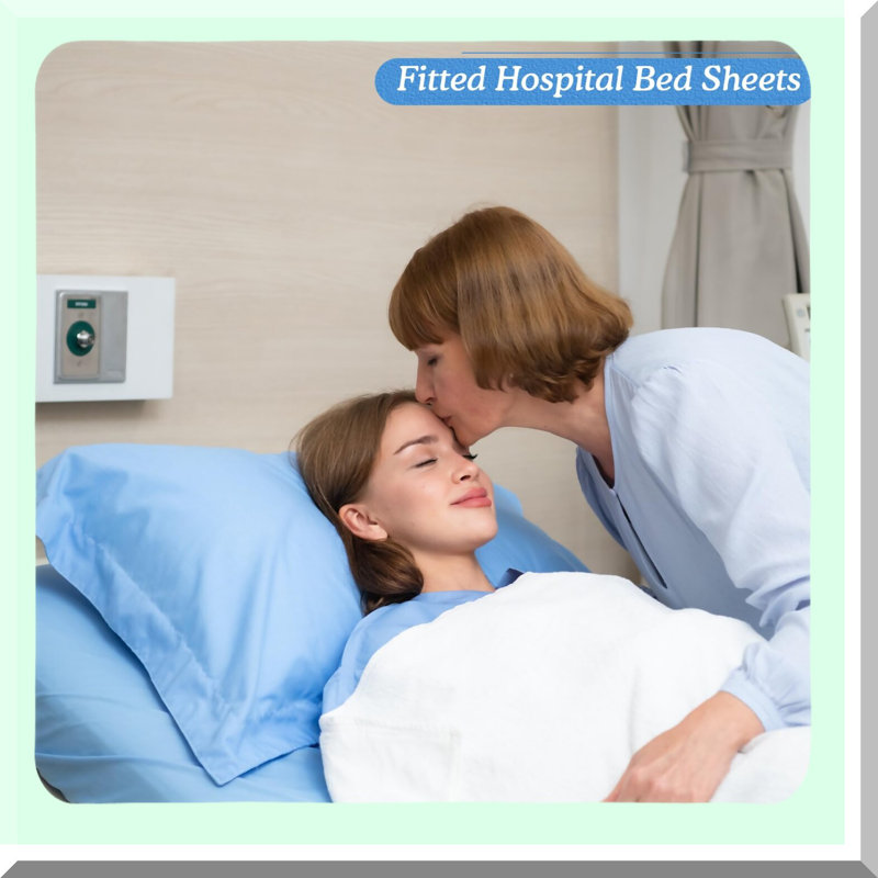 Hospital Comfort Collection - 6-Piece Fitted Bed Sheet Set | Elastic All Around | Home, Hotel, Hospital | Soft & Durable | Pillow Cases Included