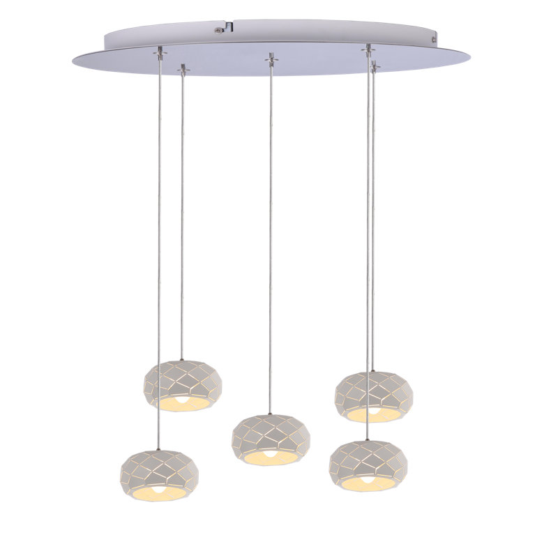 Luminaire suspendu en grappe à 5 lumières Bixby, Blanc