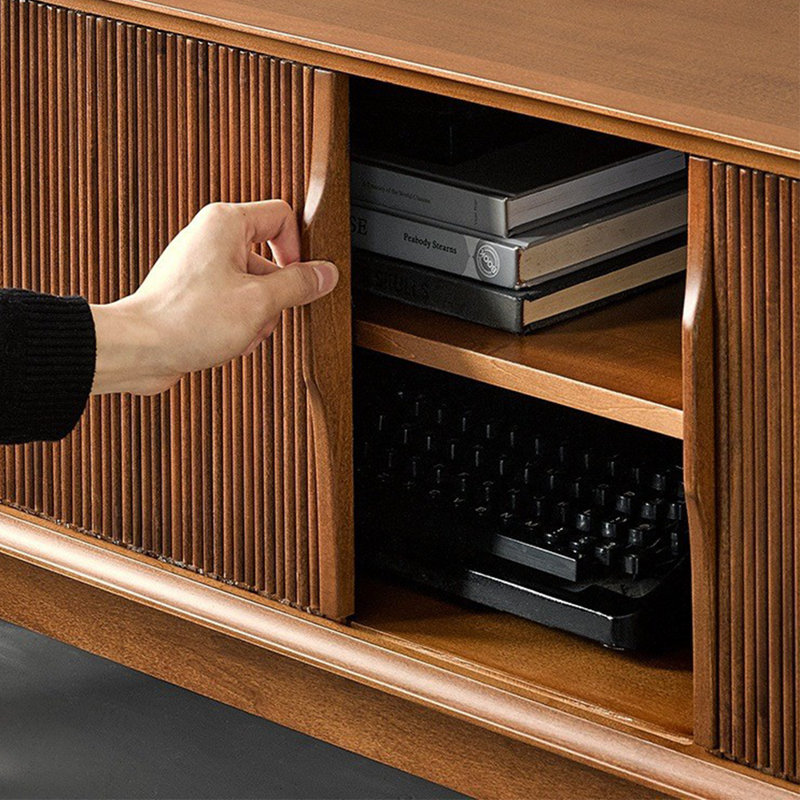 Meuble télé simple en bois massif, 70.87"