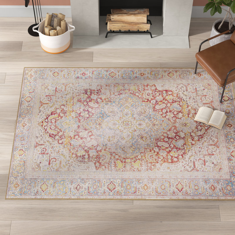 Chavarria Oriental Blue/Red/Beige Area Rug, Rectangle 8'10" x 12'