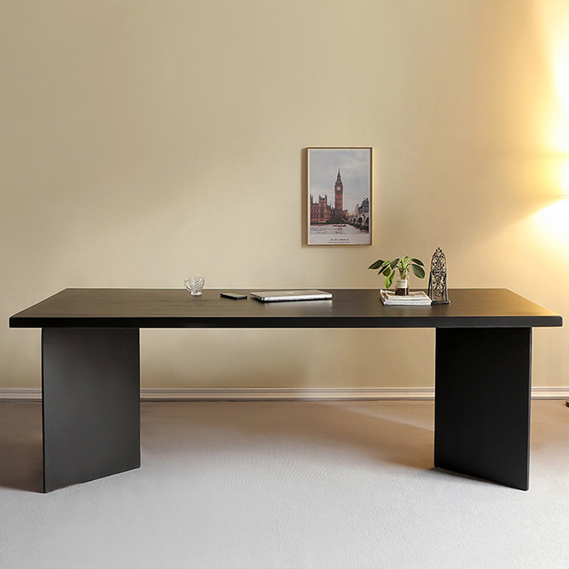 Black Rectangular Solid Wood desk, 29.53" H x 55.12" W x 27.56" D