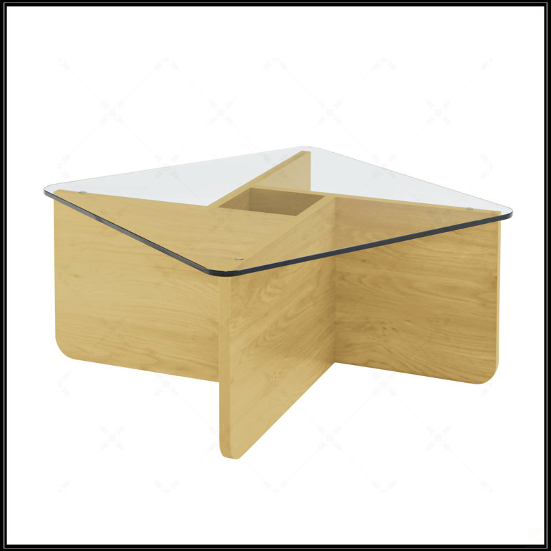 Table basse en verre 31,5 pouces, Chêne