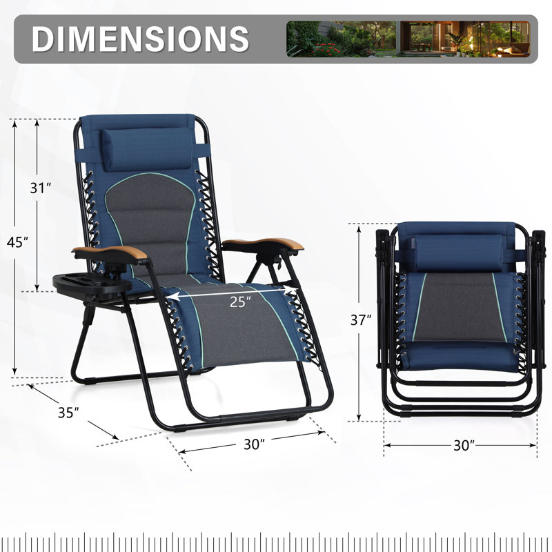 Naihomy Folding Recliner Chair, Blue/Gray