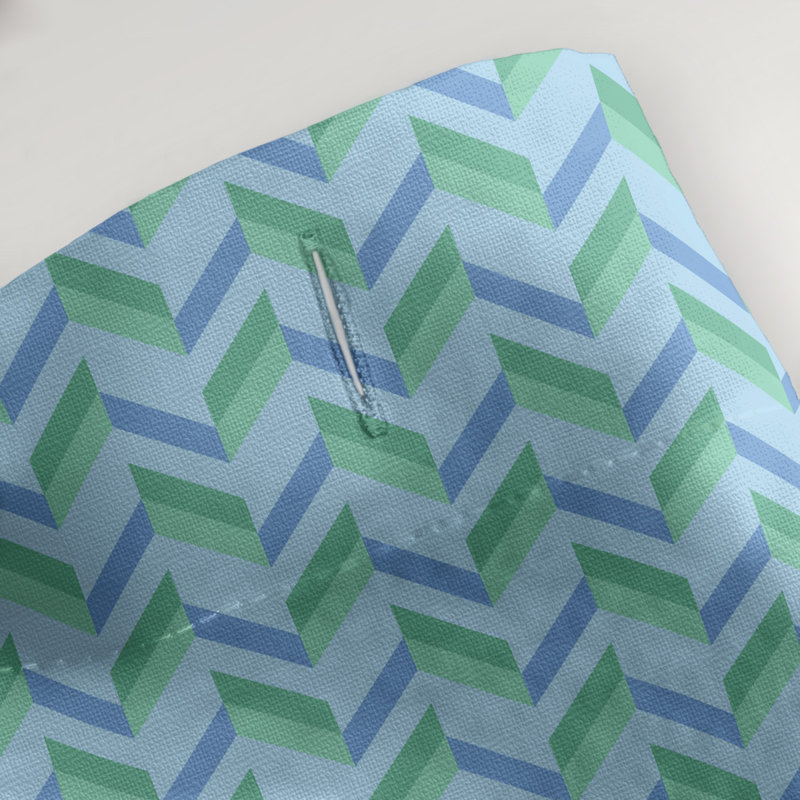 Rideau de douche simple à chevrons, Bleu / Vert