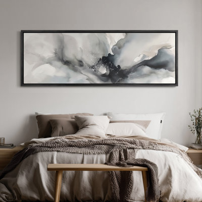Très grand format, gris fluide, abstrait, doux et monochrome, impression murale moderne