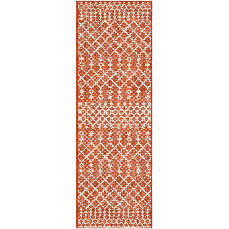 Robbs Rectangle Indoor/Outdoor Area Rug, Runner 2' x 6', Terracotta/Orange