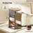 C Shaped End Table With Charging Station, Couch Side Table With Storage Bag, Height-Adjustable And Foldable TV Tray With 2 USB Ports And Outlets For Living Room, Bedroom, Rustic Brown-285949360