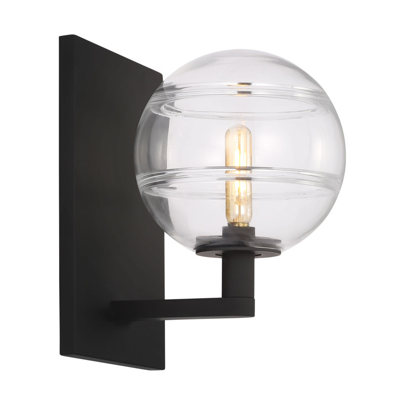 Sean Lavin Sedona 1-light LED wall sconce in nightshade black finish with glass shade, Clear