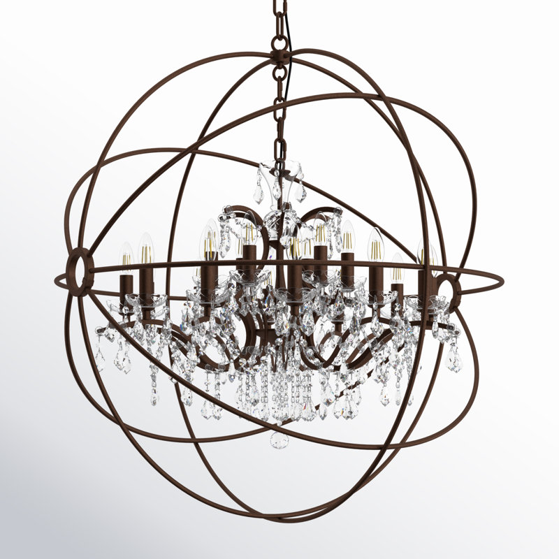 Svante 18 - Light Dimmable Globe Chandelier, Crystal (Clear), Rustic Intent