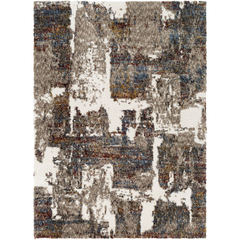 Maestas Abstract Indoor Rug, Rectangle 6'7" x 9', Brown/Red/Blue
