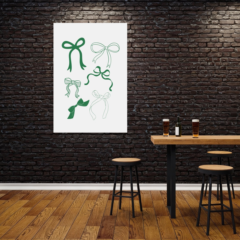 «Elegant Green Bows», impression murale abstraite contemporaine, 60" H x 40" W
